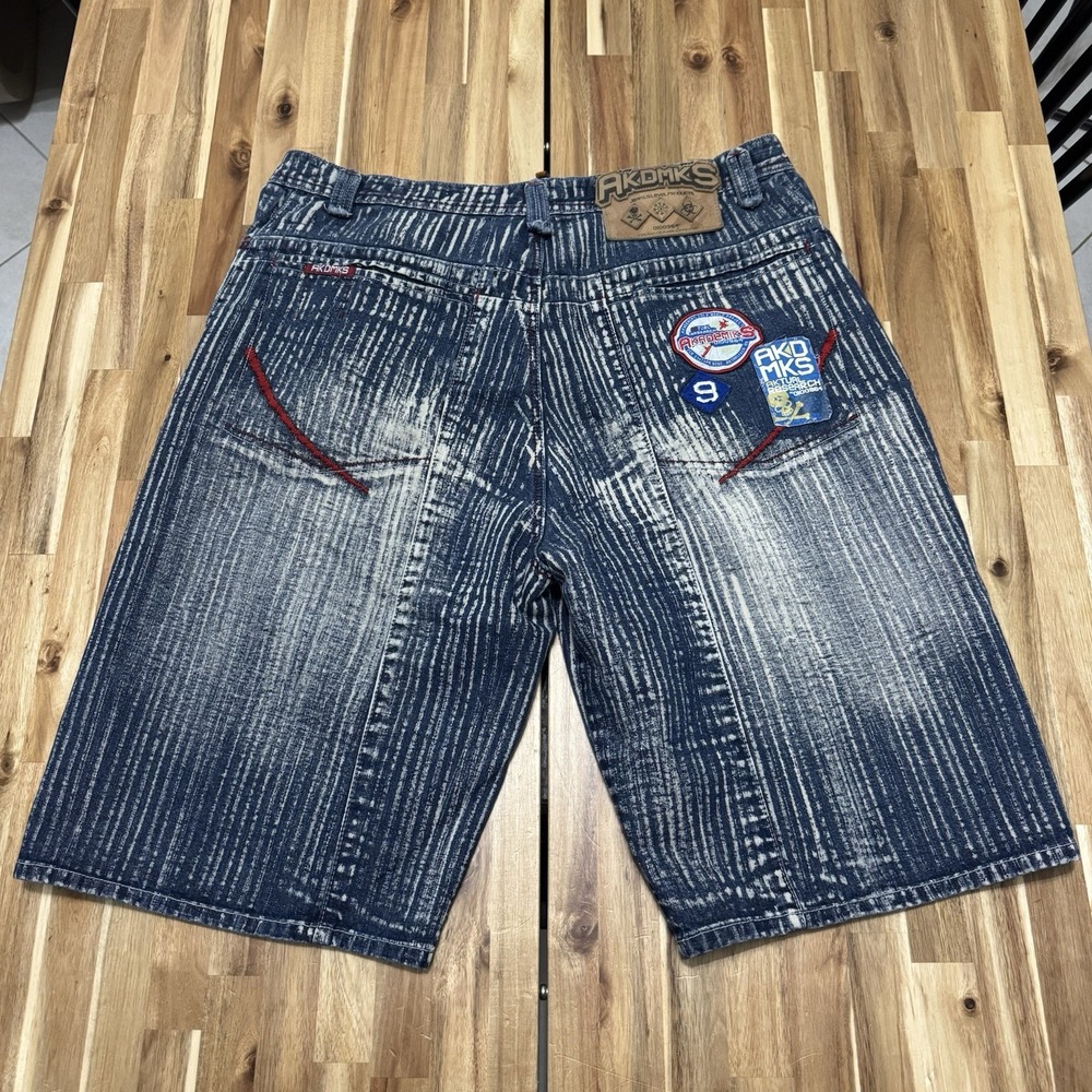 Vintage Akademiks Jean Shorts Mens 40 Baggy Hip Hop Wide Leg Blue Denim Y2K